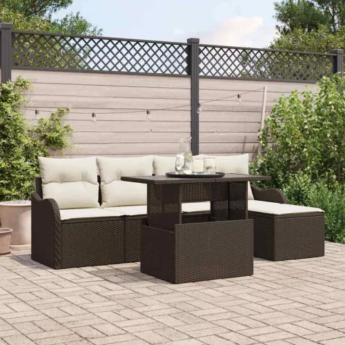 Kerti Kanapé Szett párnával 6 pcs Barna Polyrattan