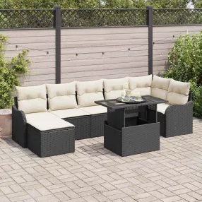 Kerti Kanapé Szett 8 db Fekete [Műanyag]: Poly Rattan