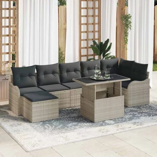 Kerti Kanapé Szett 8 db Világosszürke [Műanyag]: Poly Rattan