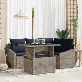   vidaXL Kerti Kanapé Szett párnával 5 pcs Szürke és Tengerész Kék