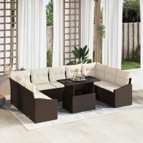 Kerti Kanapé Szett 10 pcs Barna és Krém 100 x 55 x 73 cm