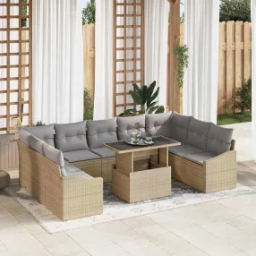   vidaXL Kerti Kanapé Szett párnával 10 pcs Beige és Világosszürke