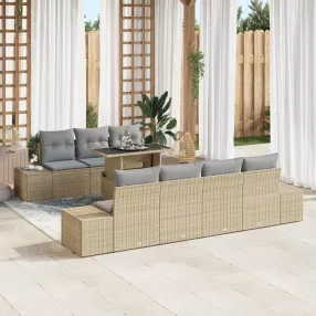 Kerti Kanapé Szett 8 db Beige és Világosszürke
