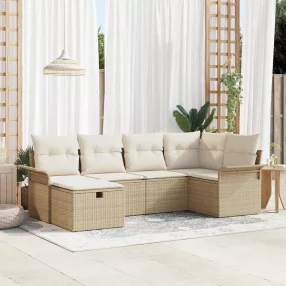 Kerti Kanapé Szett 6 db Beige és krém polirattan