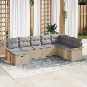   Kerti Kanapé Szett 8 db Beige és Világosszürke polirattan