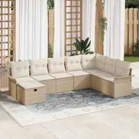 Kerti Kanapé Szett 8 db Beige és krém polirattan