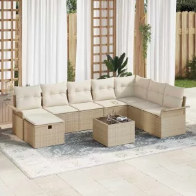 Kerti Kanapé Szett 9 db Beige és krém polirattan