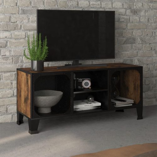 Rusztikus barna fém és MDF TV-szekrény 105 x 36 x 47 cm