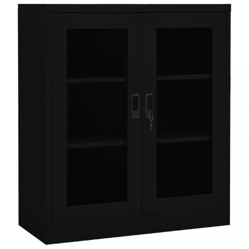 Fekete acél irodai szekrény 90 x 40 x 105 cm
