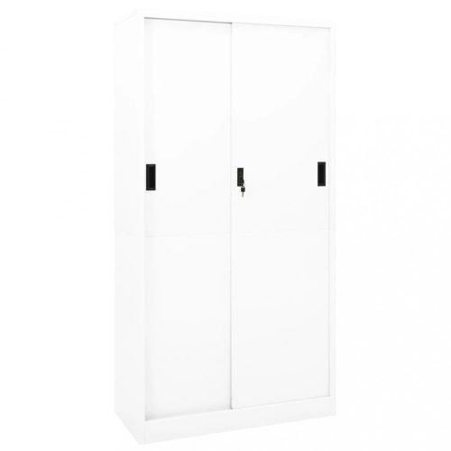 Fehér acél tolóajtós irodai szekrény 90 x 40 x 180 cm