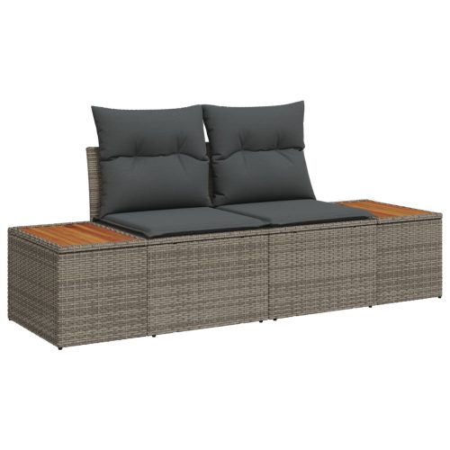 9 Részes Kerti Sofa Szett Párnákkal Szürke Poli Rattan