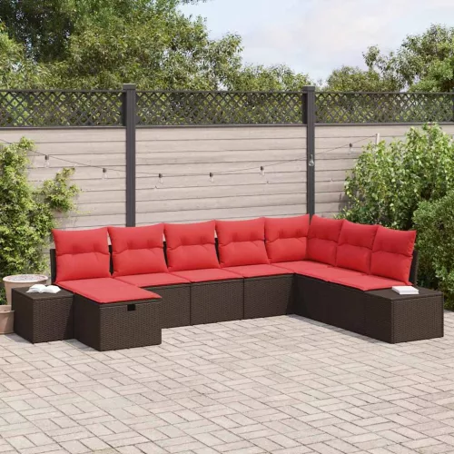 Kerti Kanapé Szett 8 db Barna polirattan