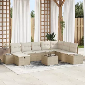   vidaXL Kerti Kanapé Szett 9 pcs Bézs 55 x 62 x 69 cm Poli rattan