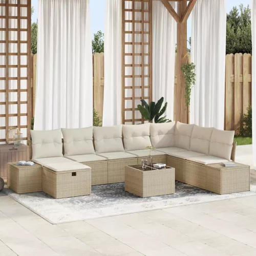vidaXL Kerti Kanapé Szett 9 pcs Bézs 55 x 62 x 69 cm Poli rattan