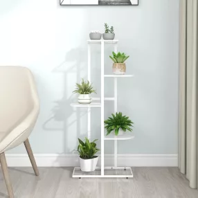   fehér 5 szintes acél virágtartó állvány 43 x 22 x 98 cm