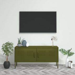 olívazöld acél TV-szekrény 105 x 35 x 50 cm