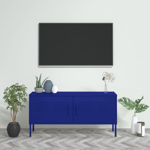 tengerészkék acél TV-szekrény 105 x 35 x 50 cm