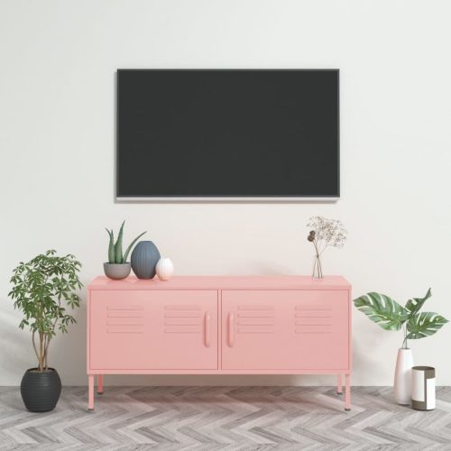 rózsaszín acél TV-szekrény 105 x 35 x 50 cm