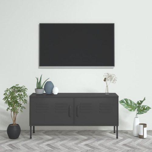 antracitszürke acél TV-szekrény 105 x 35 x 50 cm