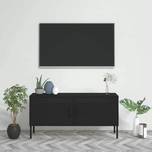 fekete acél TV-szekrény 105 x 35 x 50 cm