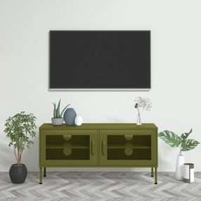 olívazöld acél TV-szekrény 105 x 35 x 50 cm
