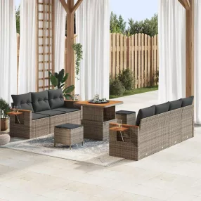   vidaXL Kerti Kanapé Szett 10 pcs Szürke Poli rattan és porfestett acél