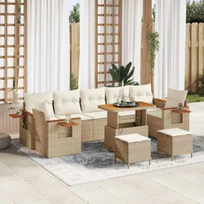 vidaXL Kerti Kanapé Szett párnával 10 pcs Beige és krém