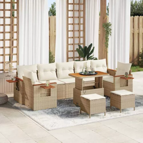 vidaXL Kerti Kanapé Szett párnával 10 pcs Beige és krém