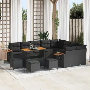   Kerti Kanapé Szett párnával 13 pcs Fekete 110 x 55 x 71 cm