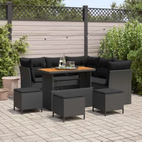   vidaXL Kerti Kanapé Szett párnával tárolóval 9 pcs Fekete