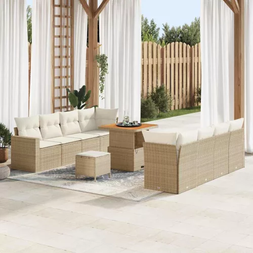 vidaXL Kerti Kanapé Szett párnával 12 pcs Beige és krém polirattan