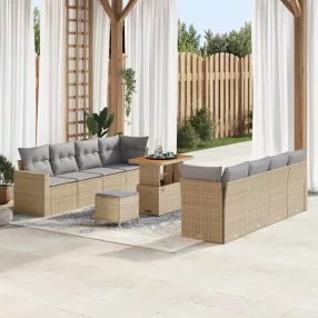   vidaXL Kerti Kanapé Szett 12 pcs Beige és Világosszürke polirattan