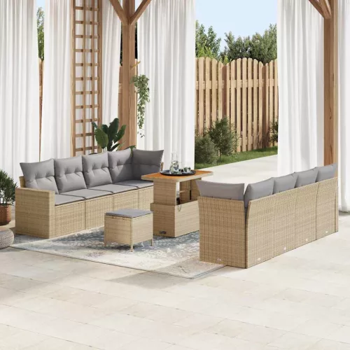 vidaXL Kerti Kanapé Szett 12 pcs Beige és Világosszürke polirattan