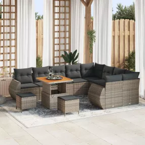   Kerti Kanapé Szett párnával tárolóval 12 pcs Szürke Poly Rattan