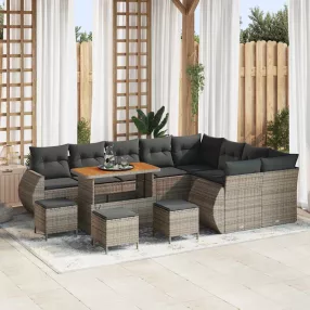  Kerti Kanapé Szett párnával tárolóval 13 pcs Szürke Poly Rattan