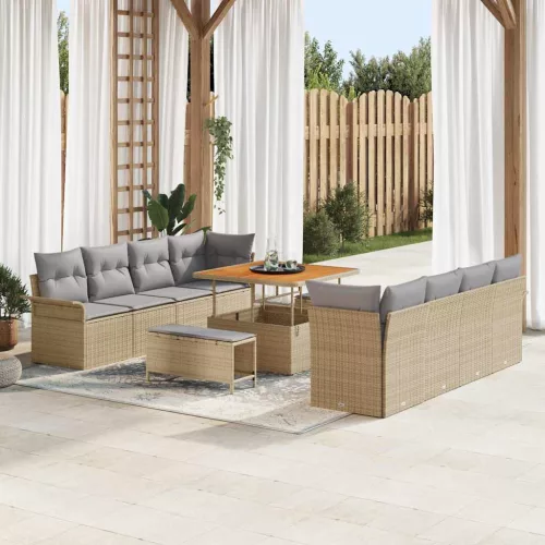 vidaXL Kerti Kanapé Szett Beige és Világosszürke 100 x 100 x 71 cm