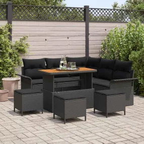   vidaXL Kerti Kanapé Szett párnával tárolóval párnával 9 pcs Fekete