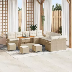   Kerti Kanapé Szett párnával tárolóval 14 pcs Beige és krém