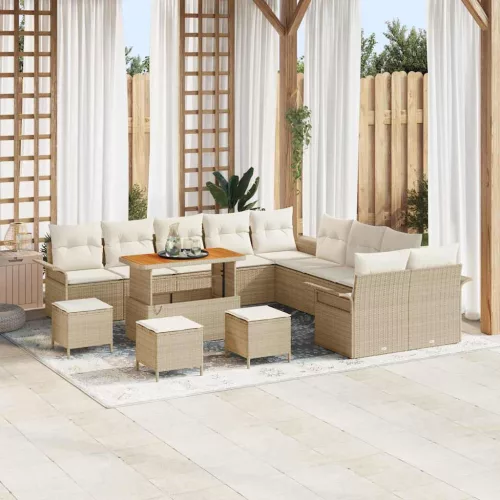 Kerti Kanapé Szett párnával tárolóval 14 pcs Beige és krém
