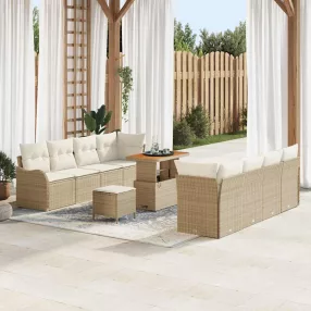  Kerti Kanapé Szett 11 db 10-Ülőhelyek száma Beige és krém