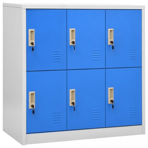 Világosszürke-kék acél zárható szekrény 90 x 45 x 92,5 cm