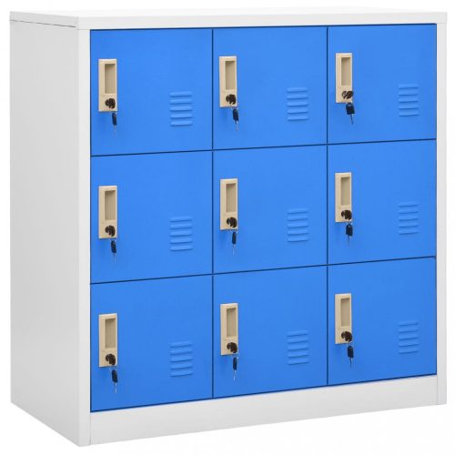 Világosszürke és kék acél zárható szekrény 90 x 45 x 92,5 cm