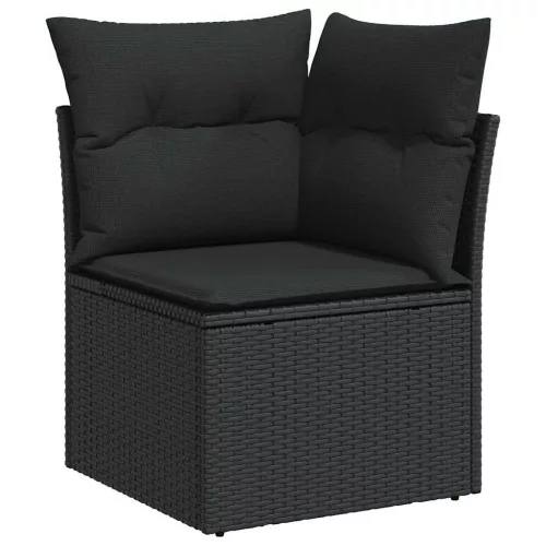Kerti Kanapé Szett 9 db 7-Ülőhelyek száma Fekete Poli rattan