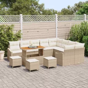   vidaXL Kerti Kanapé Szett párnával tárolóval 13 pcs Bézs Poli rattan