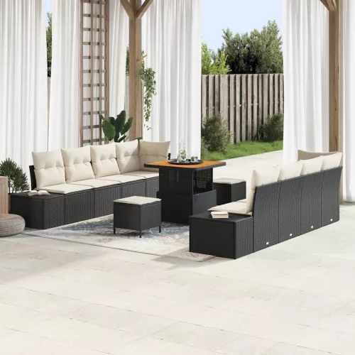 vidaXL Kerti Kanapé Szett párnával Fekete 80 x 80 x 71 cm Poli rattan