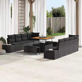   vidaXL Kerti Kanapé Szett Fekete 100 x 100 x 71 cm Poli rattan