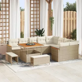   Kerti Kanapé Szett párnával tárolóval 12 pcs Bézs Poly Rattan