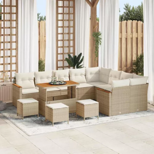 Kerti Kanapé Szett párnával tárolóval 13 pcs Bézs Poly Rattan