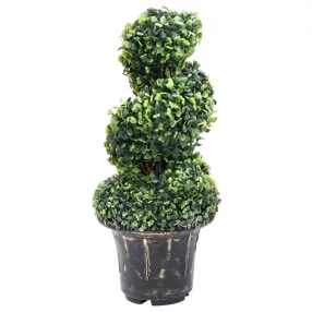 zöld spirálalakú cserepes műpuszpáng 59 cm