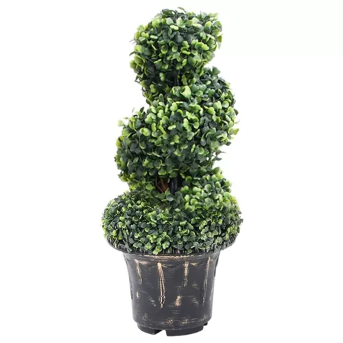 zöld spirálalakú cserepes műpuszpáng 59 cm